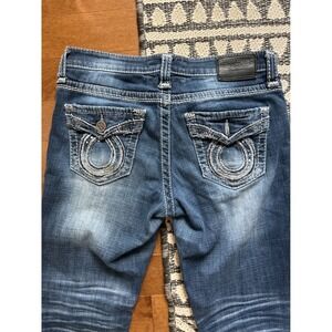 Big Star Womens Jeans Bootcut Medium Wash Low Rise Embellished Pockets Size 29